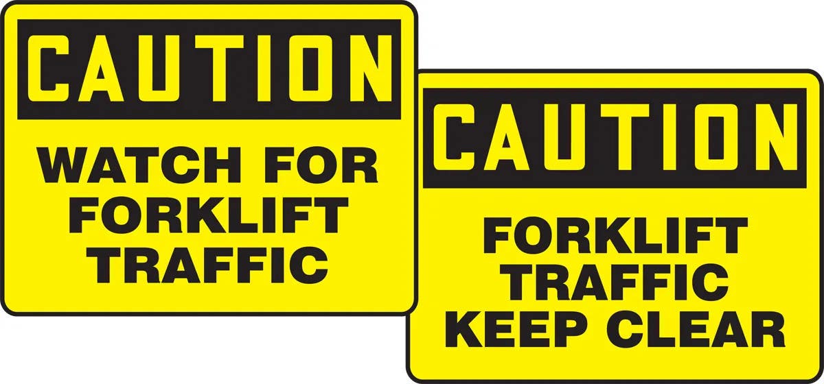 AccuformNMC PFK607 OSHA Caution Quik Sign Fold-Ups, Watch For Forklift Traffic/Forklift Traffic Keep Clear, 18" H x 24" W