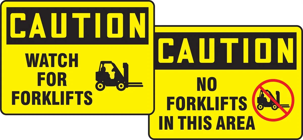 AccuformNMC PFK625 OSHA Caution Quik Sign Fold-Ups, Watch For Forklifts / No Forklifts In This Area, 18" H x 24" W