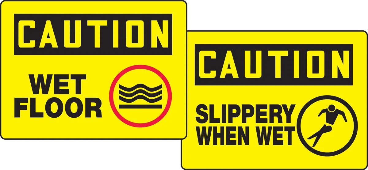 AccuformNMC PFK639 OSHA Caution Quik Sign Fold-Ups, Wet Floor / Slippery When Wet, Corrugated Plastic, 18" H x 24" W