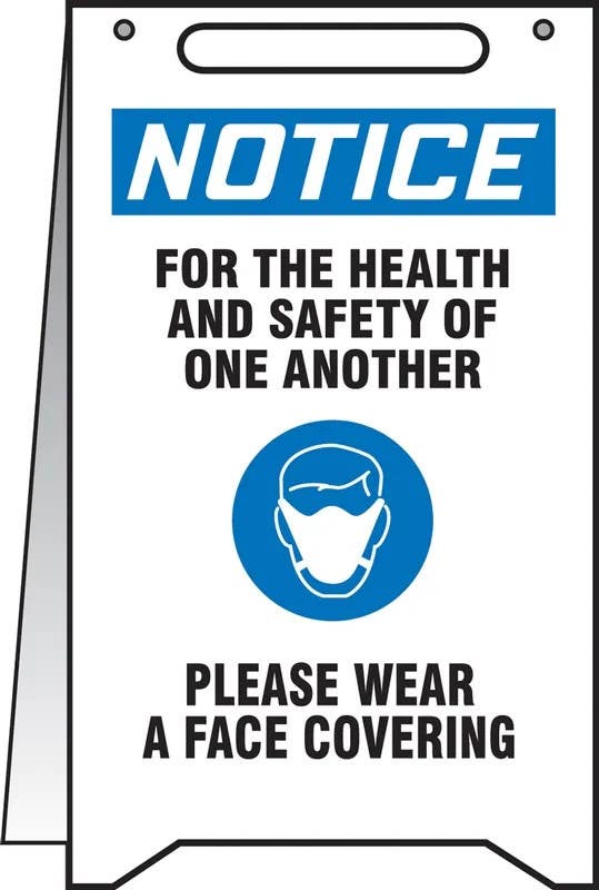 AccuformNMC PFR001 OSHA Notice Fold-Ups Safety Sign, For The Health And Safety Of One Another Please Wear.., 20" H x 12" W