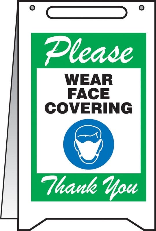 AccuformNMC PFR00 Fold-Ups, Safety Sign, Please Wear Face Covering Thank You, 20" H x 12" W