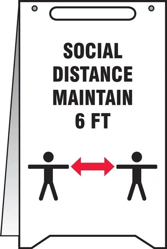 AccuformNMC PFR004 Fold-Ups, Safety Sign, Social Distance Maintain 6 FT, 20" H x 12" W