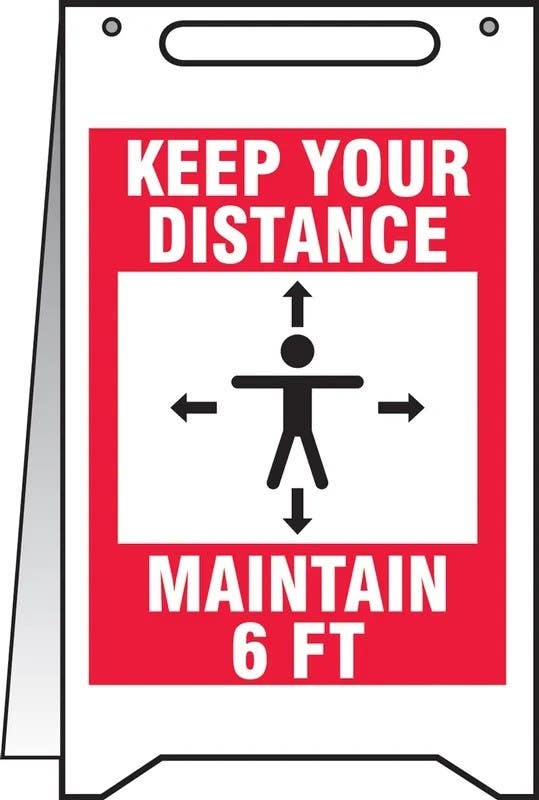 AccuformNMC PFR006 Fold-Ups, Safety Sign, Keep Your Distance Maintain 6 Ft, 20" H x 12" W