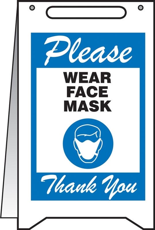 AccuformNMC PFR01 Fold-Ups, Safety Sign, Please Wear Face Mask Thank You, 20" H x 12" W