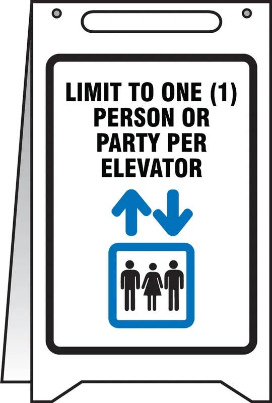 AccuformNMC PFR112 Fold-Ups, Safety Sign, Limit To One Person Or Party Per Elevator, 20" H x 12" W