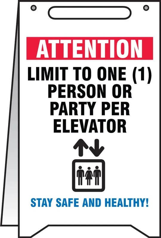 AccuformNMC PFR114 Fold-Ups, Safety Sign, Attention Limit To One Person Or Party Per Elevator..., 20" H x 12" W