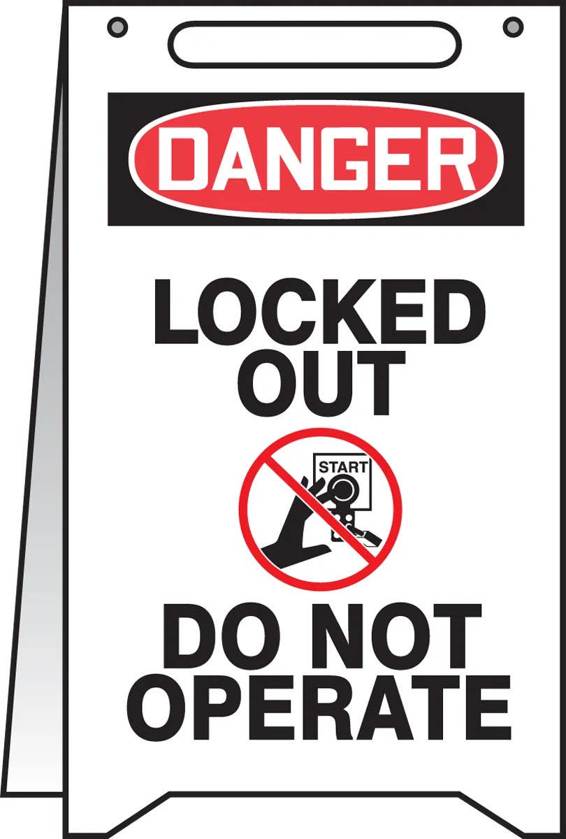 AccuformNMC PFR125 OSHA Danger Fold-Up, Locked Out, Do Not Operate, 20" H x 12" W