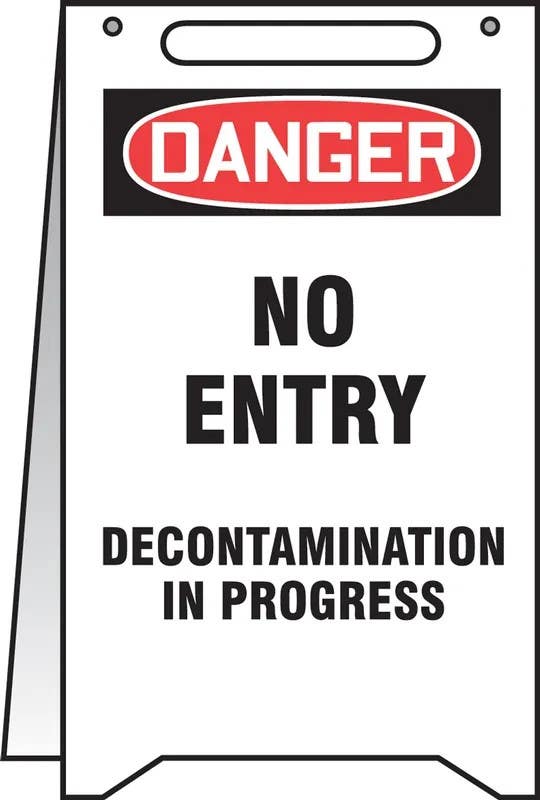 AccuformNMC PFR163 Fold-Ups, OSHA Danger Safety Sign, No Entry Decontamination In Progress, 20" H x 12" W