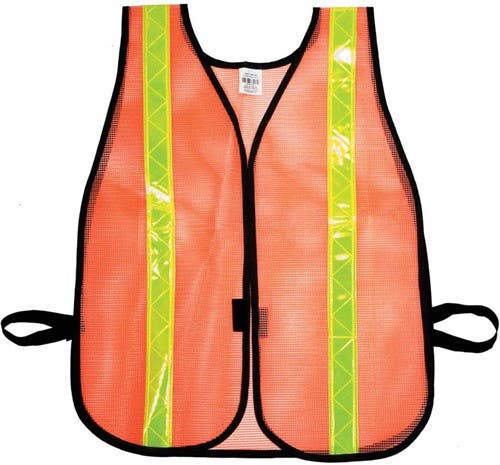 Mutual Industries Non-ANSI Reflective Heavy Weight Safety Vest with High-Gloss Stripes - Lime Reflective