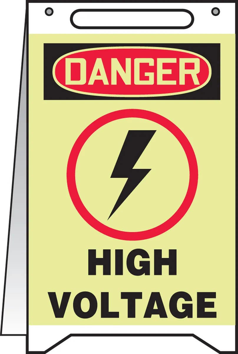 AccuformNMC PFR302 OSHA Danger Lumi-Glow, Fold-Ups, High Voltage, 20" H x 12" W