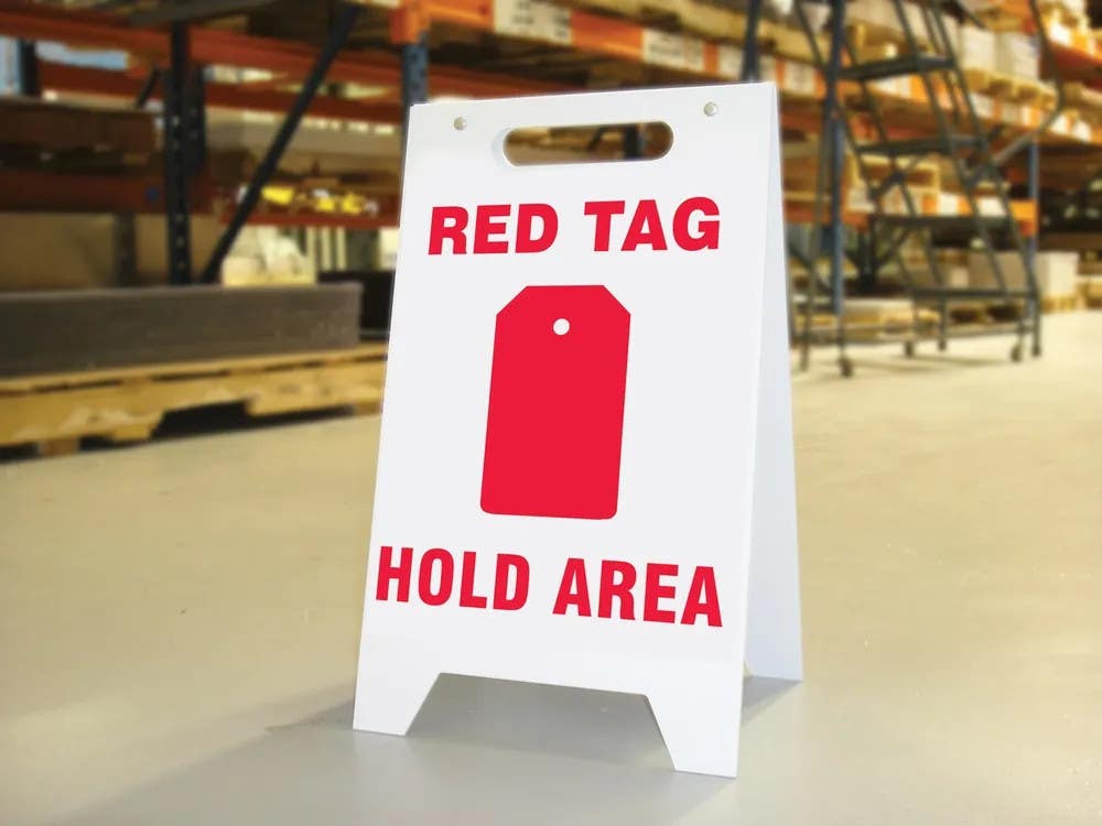 AccuformNMC PFR501 Fold-Ups, Red Tag Holding Area, 20" H x 12" W