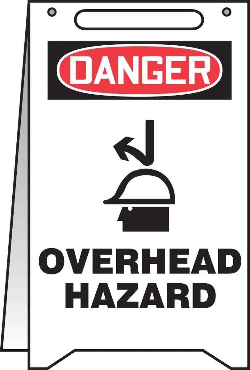 AccuformNMC PFR609 OSHA Danger Fold-Ups Sign, Overhead Hazard, 20" H x 12" W