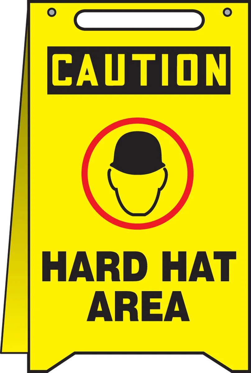 AccuformNMC PFR619 Fold-Ups, Caution, Hard Hat Area, 20" H x 12" W