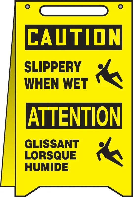 AccuformNMC PFR633 Fold-Ups, Caution, Slippery When Wet, French/English, 20" H x 12" W
