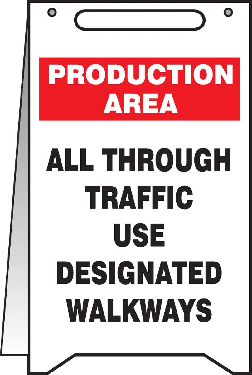 AccuformNMC PFR638 Fold-Ups, Production Area, All Through Traffic Use Designated Walkways, 20" H x 12" W