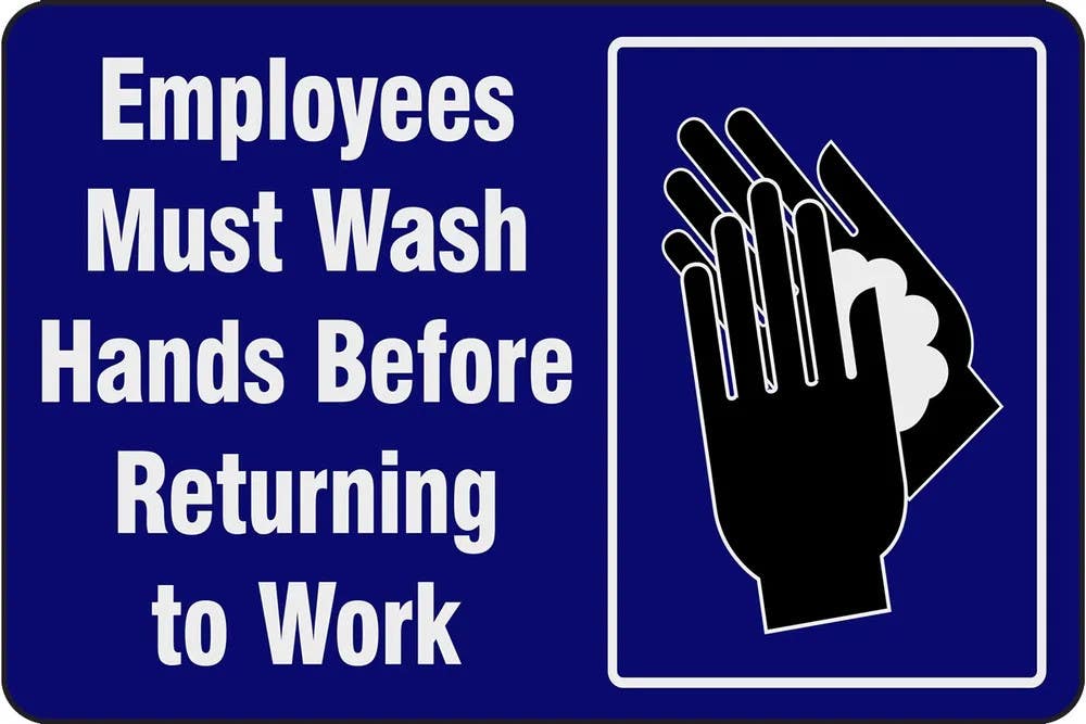AccuformNMC PMM1 Notrax, Message Mat, Employees Must Wash Hands Before Returning To Work, Blue