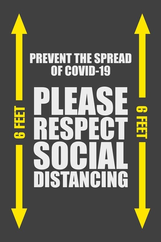 AccuformNMC PMM124 Notrax, Message Mat, Prevent The Spread Of Covid-19 Please Respect Social Distancing, 6' H x 4' W