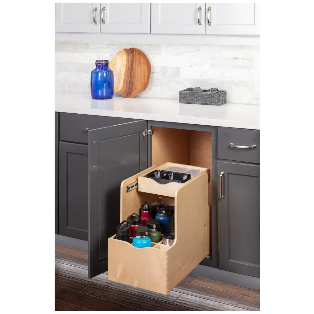 Hardware Resources ROBTD Wood Double Drawer Bottle Rollout