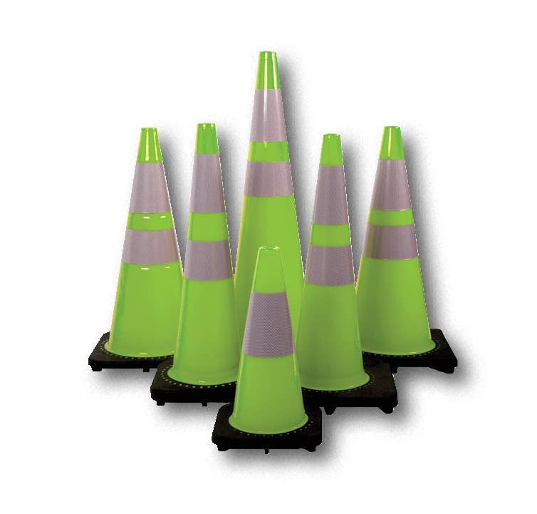 Mutual Industries 17716 High Quality Lime Green Traffic Cones - Multiple Sizes Available