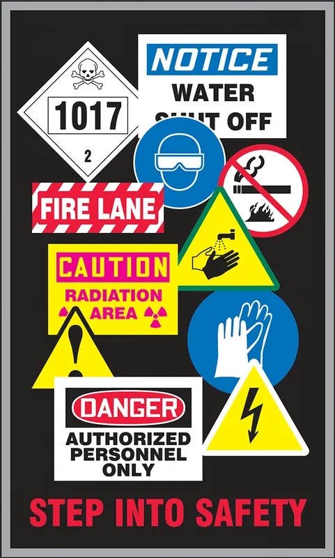 AccuformNMC PMM341 Safety Floor Mat, Step Into Safety, 5' H x 3' W