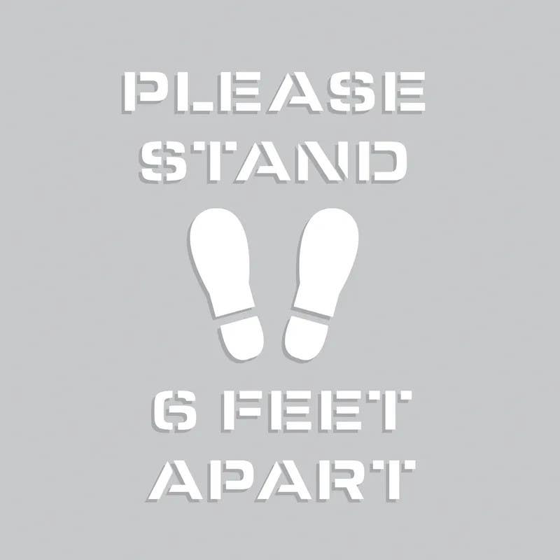 AccuformNMC PMS Floor Marking Stencil, Please Stand 6 Feet Apart w/ Graphic