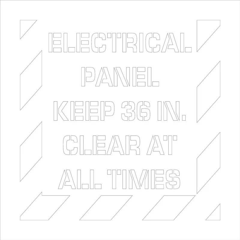 AccuformNMC PMS251 Floor Marking Stencil, Electrical Panel Keep 36 IN. Clear At All Times, 24" x 24"
