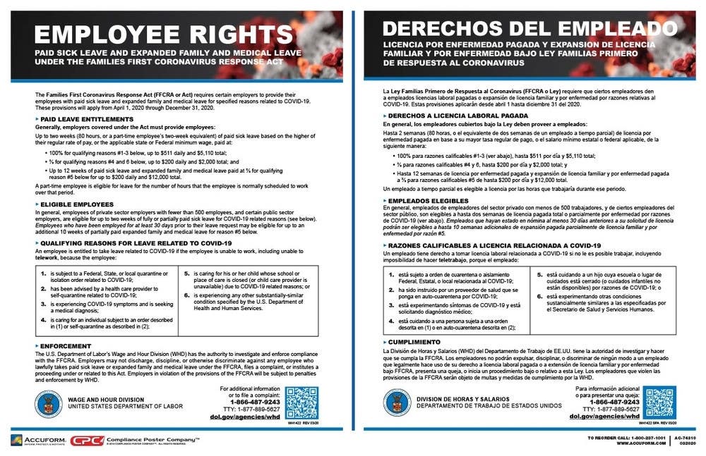 AccuformNMC PPG Safety Poster, Employee Rights Paid Sick Leave And Expanded Family And Medical Leave…