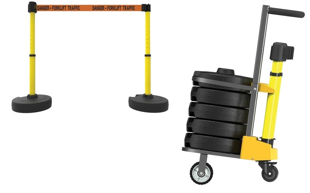 AccuformNMC PRB91 Mobile Banner Stake Stanchion Cart, Orange Belt