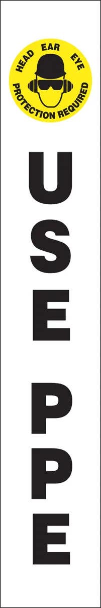 AccuformNMC PRC3 Stanchion Posts Message Label, Use PPE