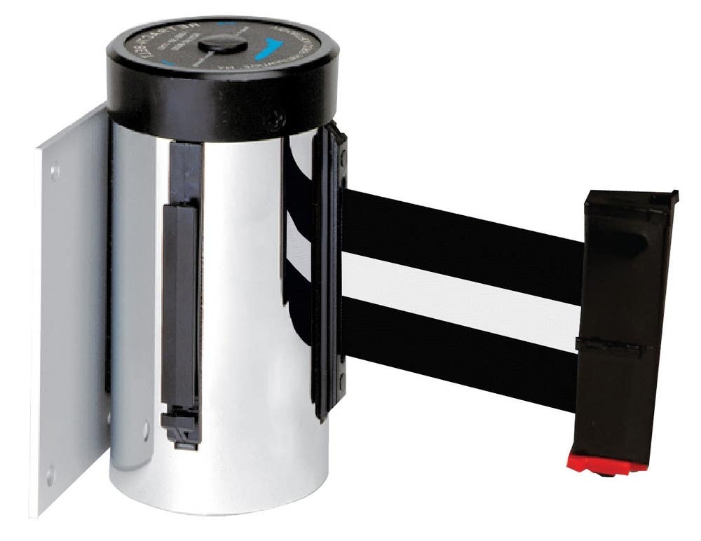 AccuformNMC PRT40 Wall Mount Retractable Belt Tape Barriers, 10' Belt Length