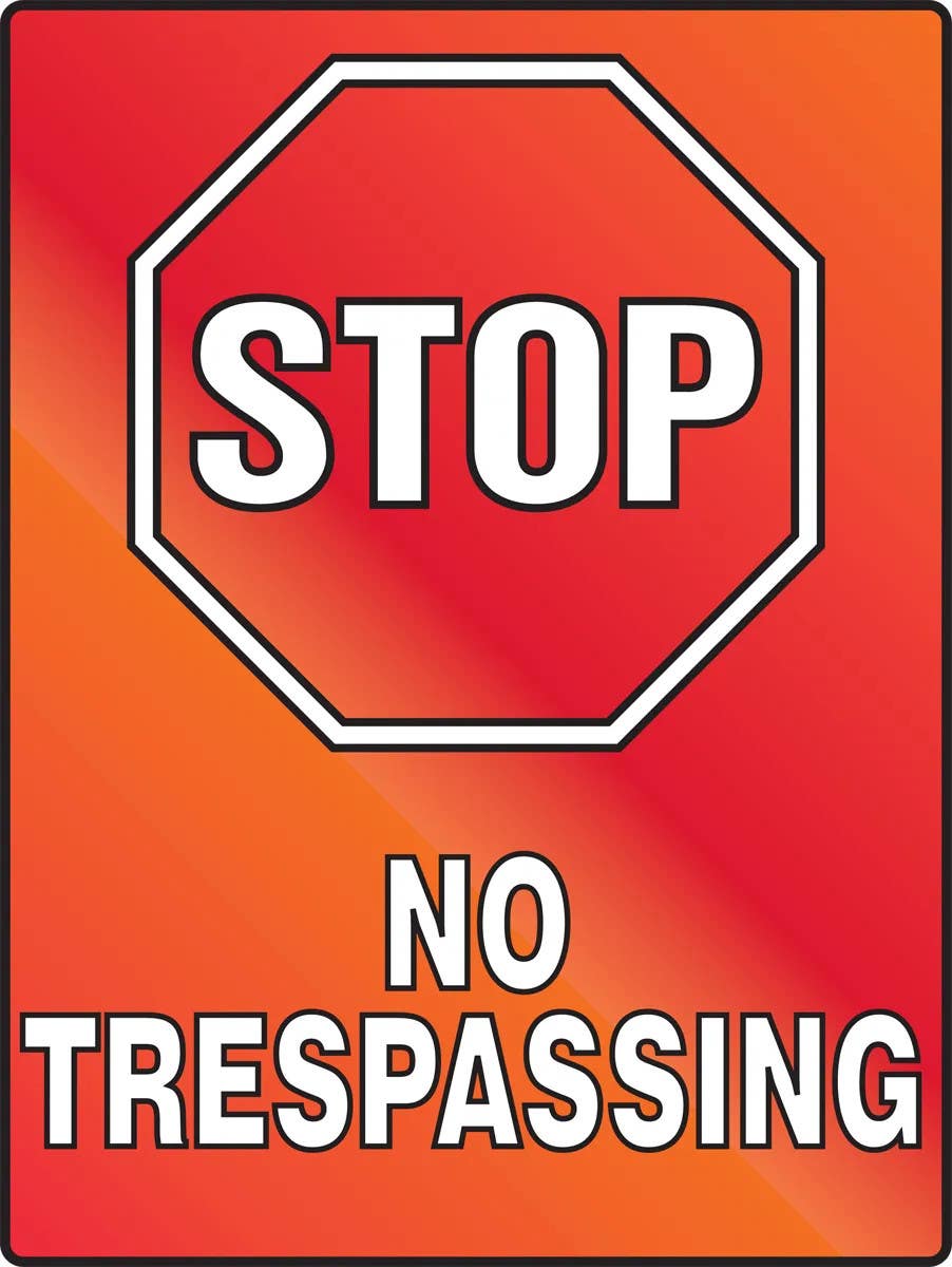AccuformNMC PSA226 Stop Fluorescent Alert Sign, No Trespassing, Plastic, 24" H x 18" W