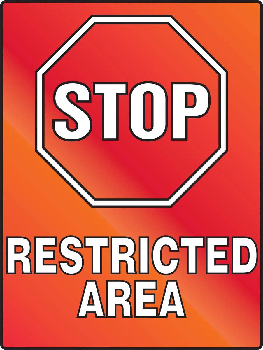 AccuformNMC PSA228 Stop Fluorescent Alert Sign, Restricted Area, Plastic, 24" H x 18" W