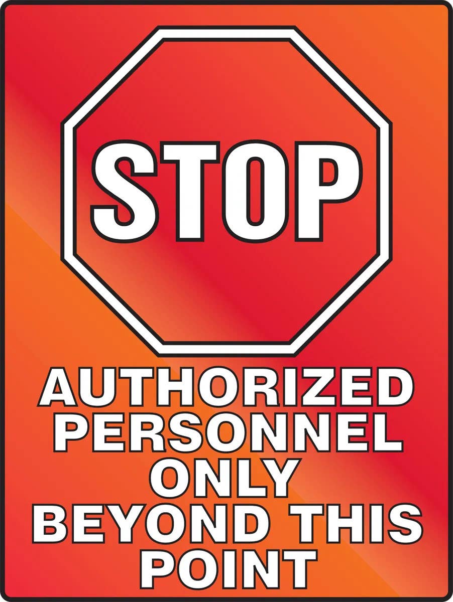 AccuformNMC PSA232 Stop Fluorescent Alert Sign, Authorized Personnel Only Beyond This Point, Plastic, 24" H x 18" W