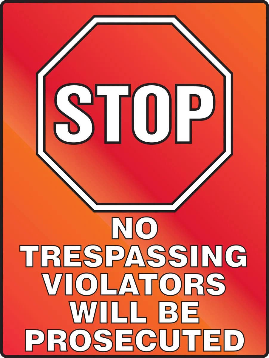 AccuformNMC PSA236 Stop Fluorescent Alert Sign, No Trespassing Violators Will Be Prosecuted, Plastic, 24" H x 18" W
