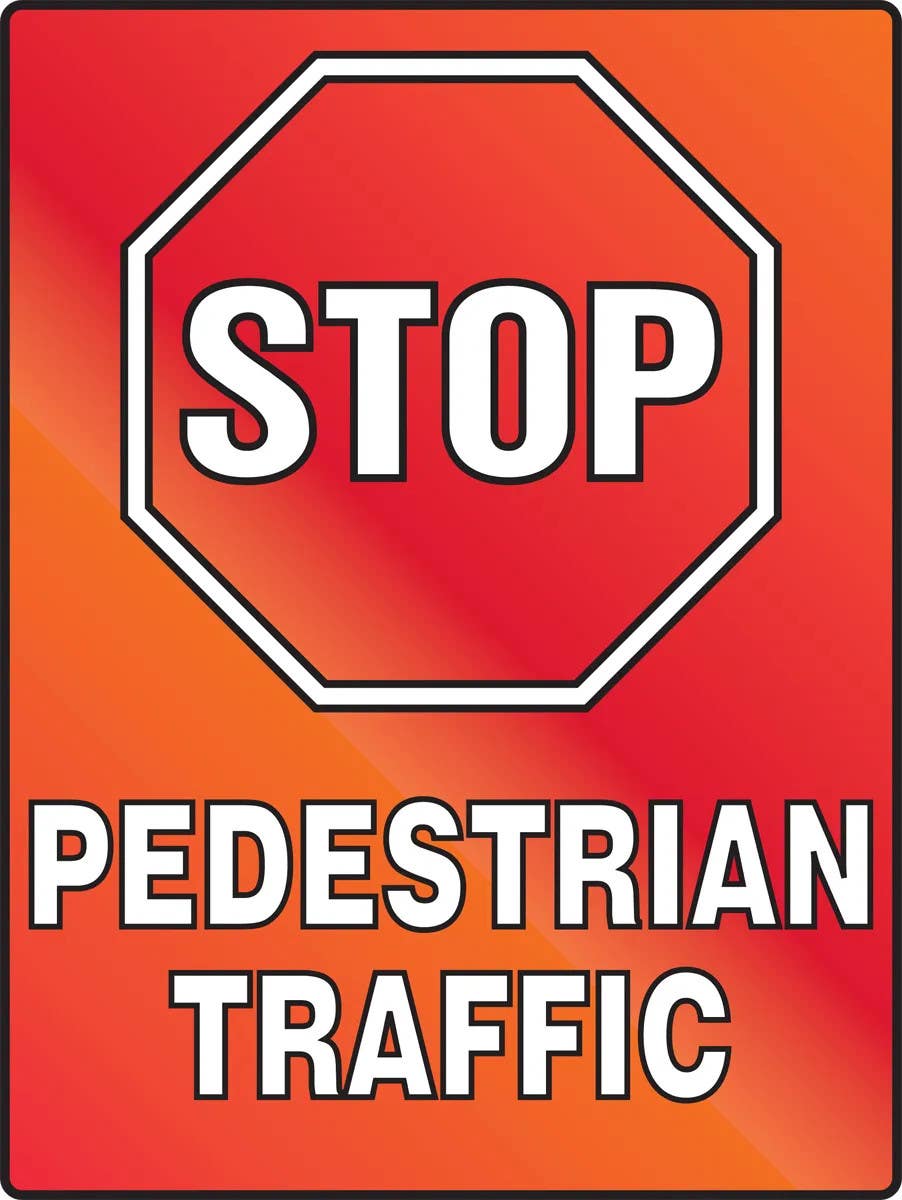 AccuformNMC PSA252 Stop Fluorescent Alert Sign, Pedestrian Traffic, Plastic, 24" H x 18" W