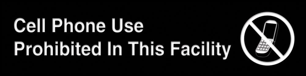 AccuformNMC PSG650 Engraved Accu-Ply Sign, Cell Phone Use Prohibited In This Facility, 3" H x 12" W