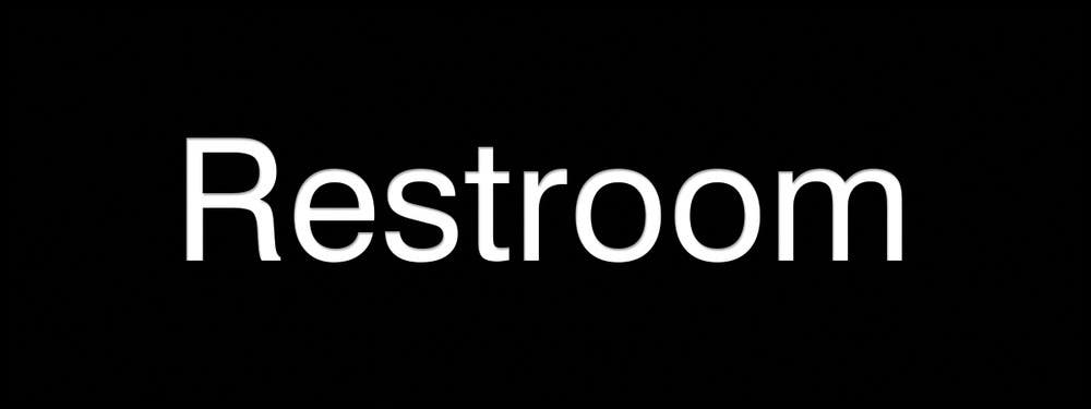 AccuformNMC PSG832 Engraved Accu-Ply Sign, Restroom, 3" H x 8" W