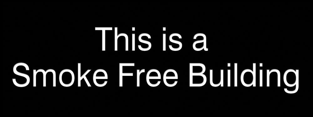 AccuformNMC PSG848 Engraved Accu-Ply Sign, This is a Smoke Free Building, 3" H x 8" W