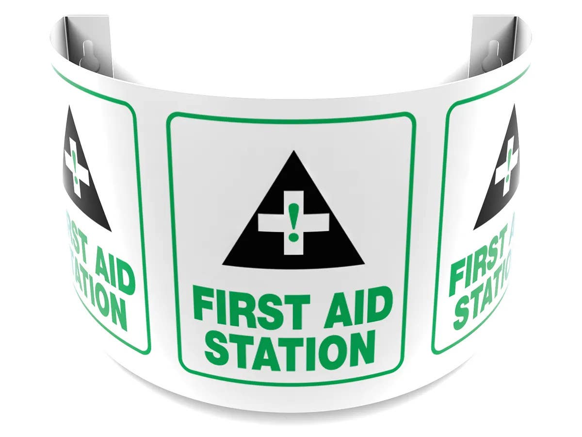 AccuformNMC PSJ 180D Projection Sign, First Aid Station