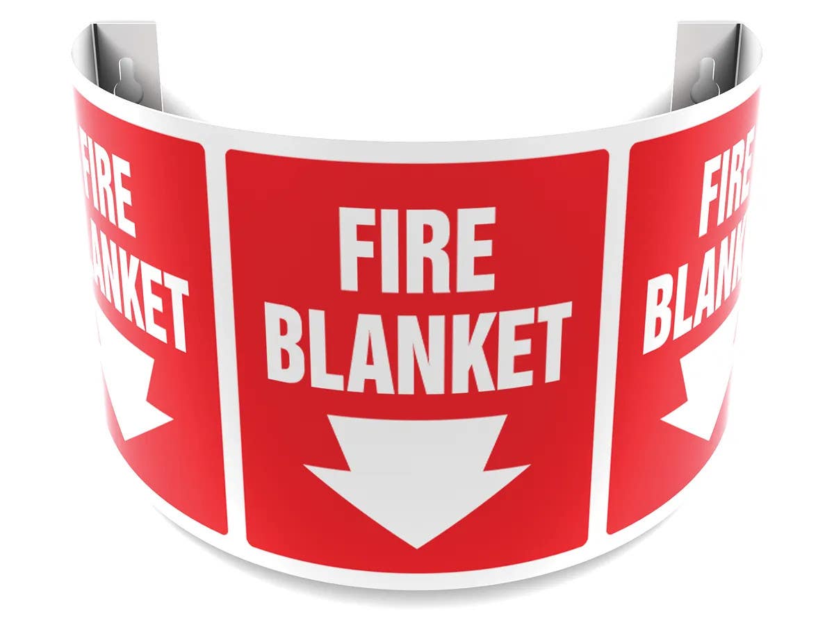 AccuformNMC PSJ 180D Projection Safety Sign, Fire Blanket