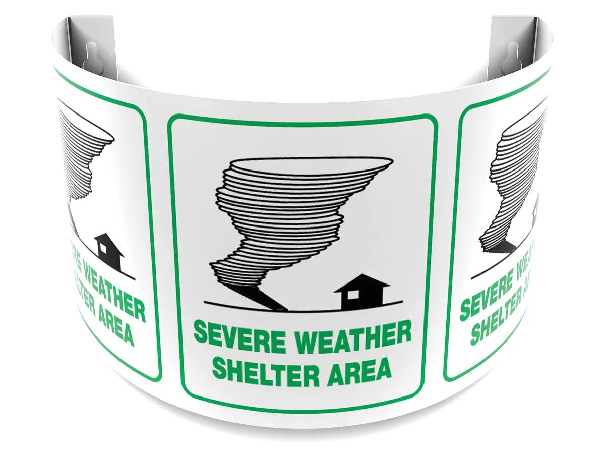 AccuformNMC PSJ 180D Projection Sign, Severe Weather Shelter Area