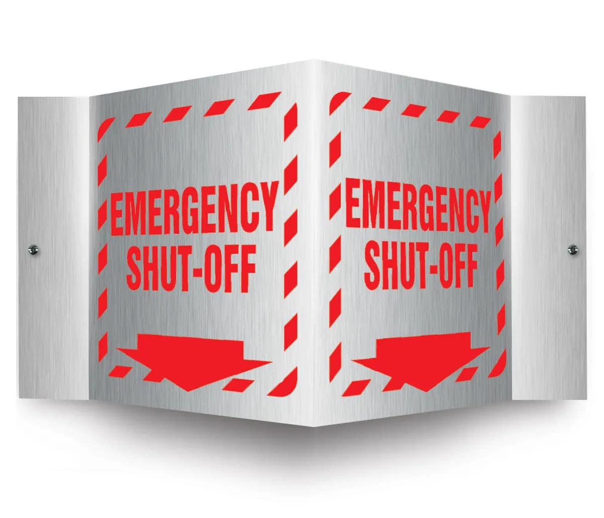 AccuformNMC PSM302 Brushed Aluminum 3D Projection Sign, Emergency Shut-Off, 6" H x 5" W Panel