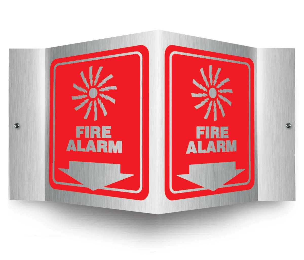 AccuformNMC PSM305 Brushed Aluminum 3D Projection Sign, Fire Alarm, 6" H x 5" W Panel