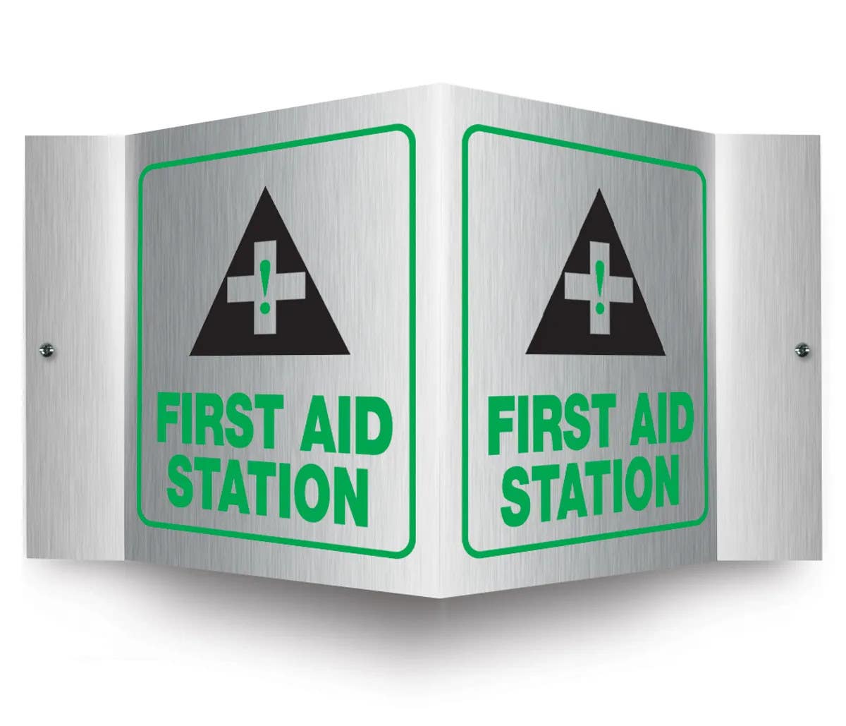 AccuformNMC PSM312 Brushed Aluminum 3D Projection Sign, First Aid Station, 6" H x 5" W Panel