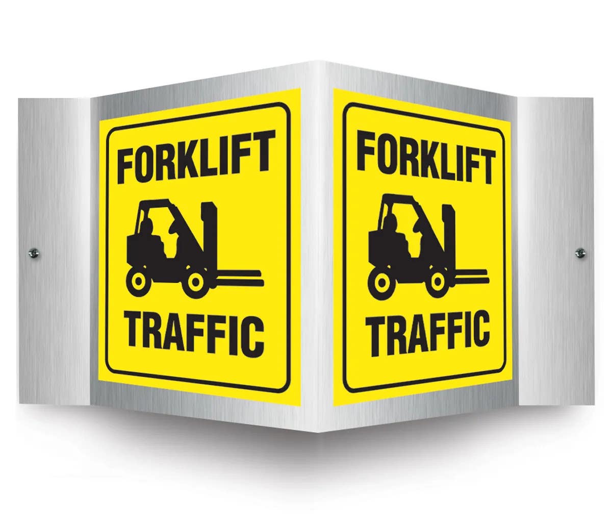 AccuformNMC PSM313 Brushed Aluminum 3D Projection Sign, Forklift Traffic, 6" H x 5" W Panel