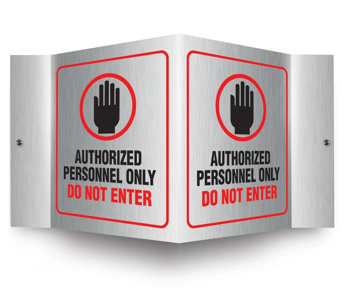 AccuformNMC PSM323 Brushed Aluminum 3D Projection Sign, Authorized Personnel Only Do Not Enter, 6" H x 5" W Panel