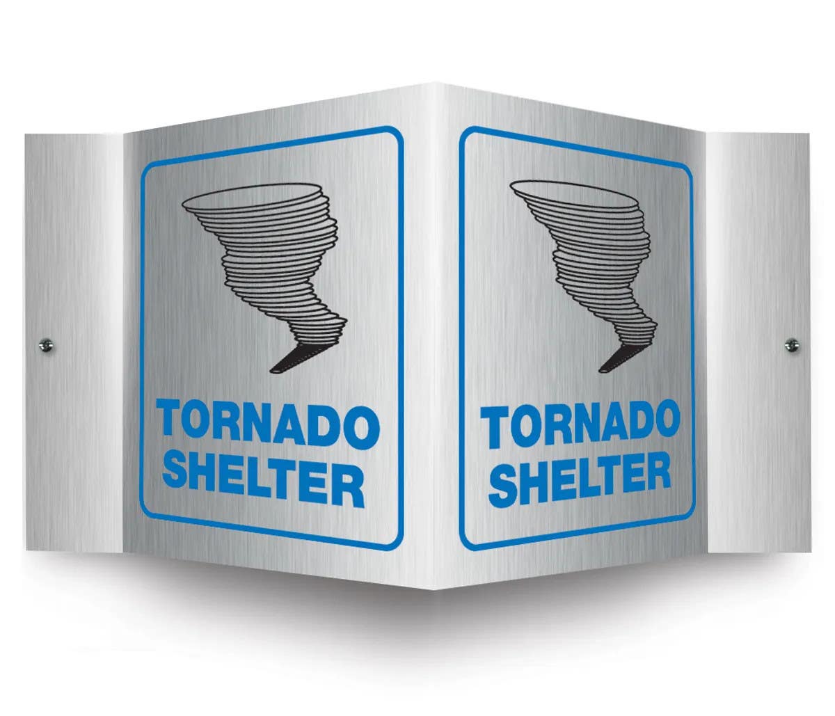 AccuformNMC PSM326 Brushed Aluminum 3D Projection Sign, Tornado Shelter, 6" H x 5" W Panel