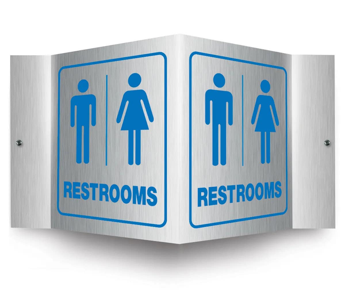 AccuformNMC PSM330 Brushed Aluminum 3D Projection Sign, Restrooms, 6" H x 5" W Panel