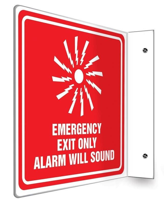 AccuformNMC PSP Projection Safety Sign, Emergency Exit Only - Alarm Will Sound