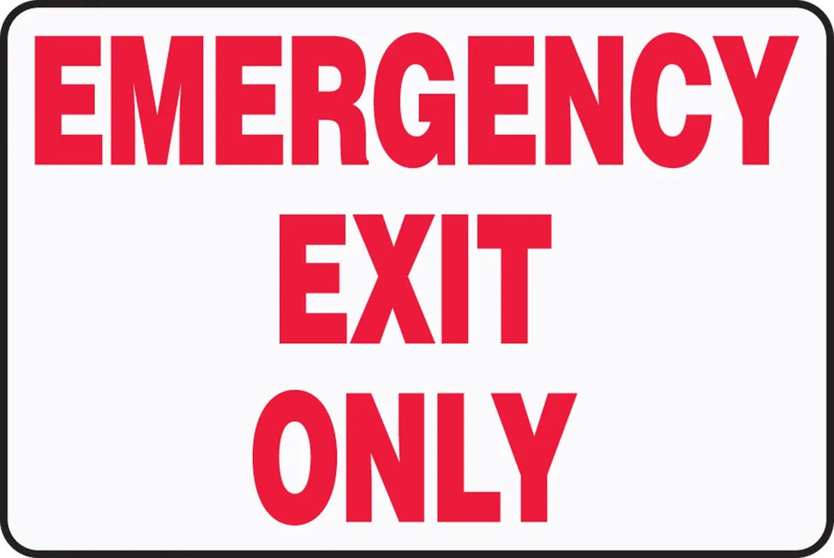 AccuformNMC PSP116 Emergency Exit Only Safety Sign, Plastic, 8" H x 12" W